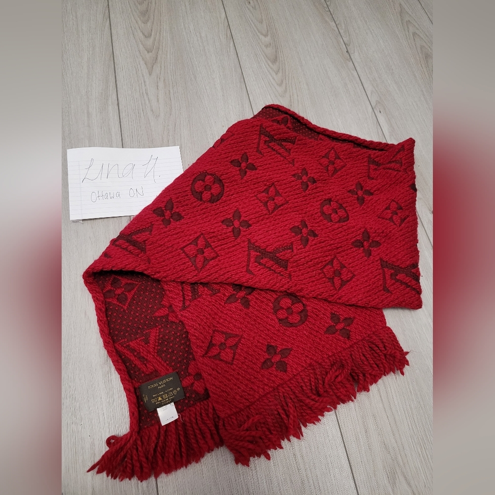 Louis Vuitton logomania scarf in wool & silk - Picture 2 of 6